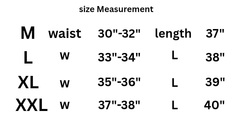 Zentro Size Chart